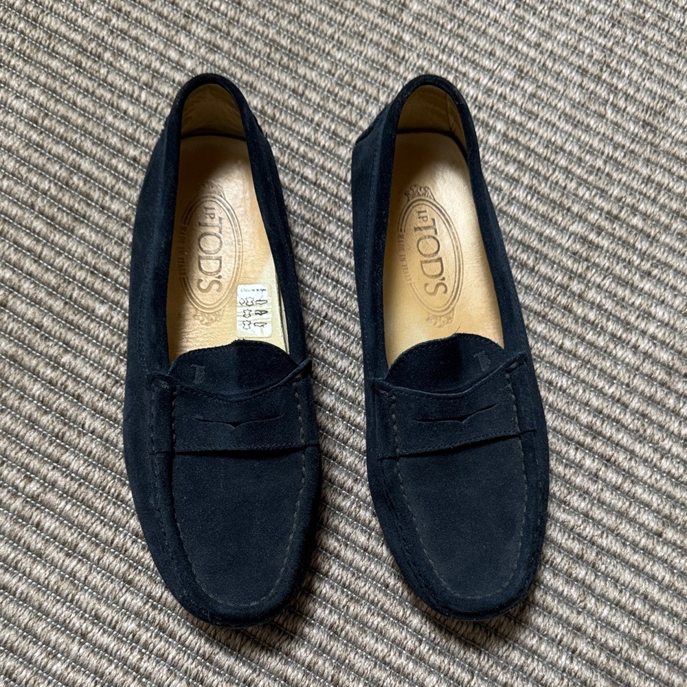 Tod's Elegant Black Suede Loafers